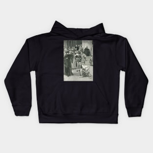 Joan of Arc kneeling before Charles VII Circa 1429 Kids Hoodie